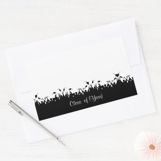 卒業式またはクラス懇親会名タグシール帽子 長方形シール (封筒)