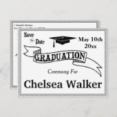 卒業式またはパーティーの保存 案内ポストカード (正面/裏面)