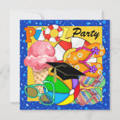 卒業式または任意の大事な行事プールパーティの招待状 招待状 (正面)