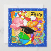 卒業式または特別な行事のプールパーティー招待状 招待状 (正面)