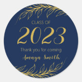 卒業式エレガントありがとう丸ステッカー ラウンドシール (正面)