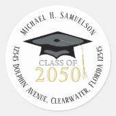 卒業式エレガントのバックと金ゴールド差出人住所 ラウンドシール (正面)