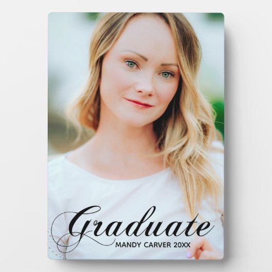 卒業式エレガントのフローリッシュスクリプトオーバーレイ写真 フォトプラーク (正面)