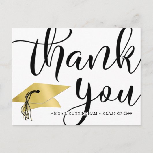卒業式エレガントはメタリックフェイク金ゴールド ポストカード (正面)