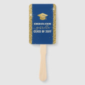 卒業式エレガントカスタムフォトブルー金ゴールドハンドファン ハンドファン (正面)