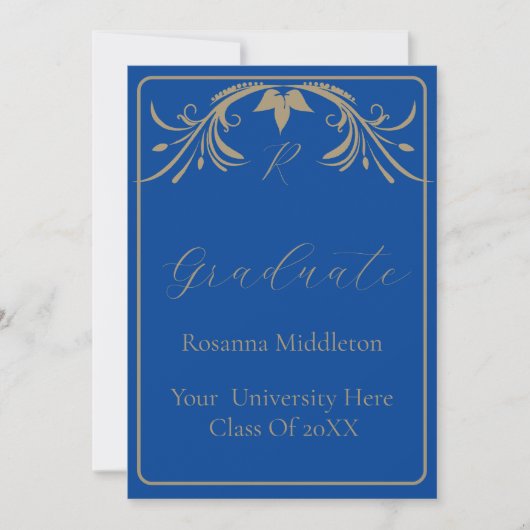 卒業式エレガントクレストシンプルお祝い 招待状 (正面)