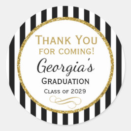 卒業式エレガントパーティメッセージカードブラック金ゴールド ラウンドシール