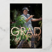 卒業式エレガントパーティー写真が押された 箔招待状 (正面)