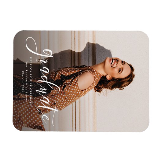 卒業式エレガントフォトスクリプトの卒業発表 マグネット (横)