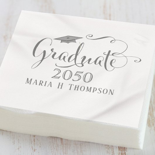 卒業式エレガントミニマルモダンリストモタルボード スタンダードカクテルナプキン