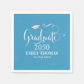 卒業式エレガントミニマル文字モダンティール（緑がかった色） スタンダードカクテルナプキン (正面)