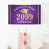 卒業式エレガントメタリックパープル金ゴールド学年 横断幕 (インサイチュ)