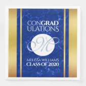 卒業式エレガントモノグラムブルー大理石ゴールド箔 (正面)