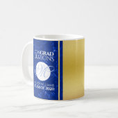 卒業式エレガントモノグラムブルー大理石ゴールド箔 コーヒーマグカップ (正面左)