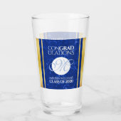 卒業式エレガントモノグラムブルー大理石ゴールド箔 タンブラーグラス (裏面)