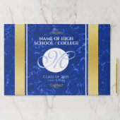 卒業式エレガントモノグラムブルー大理石ゴールド箔 ペーパーパッド (インサイチュ)