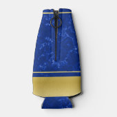 卒業式エレガントモノグラムブルー大理石ゴールド箔 ボトルクーラー (裏面)