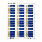 卒業式エレガントモノグラムブルー大理石ゴールド箔 ラベル (フルシート)