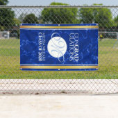 卒業式エレガントモノグラムブルー大理石ゴールド箔 横断幕 (インサイチュ)