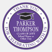 卒業式エレガント紫モダン・白 ラウンドシール (正面)