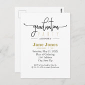 卒業式エレガント金フェイク箔パーティの招待状 ポストカード (正面/裏面)