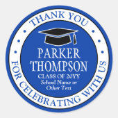 卒業式エレガント青王室の白 ラウンドシール (正面)