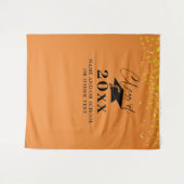 卒業式オレンジブラッククラス年の背景 タペストリー (正面(横))