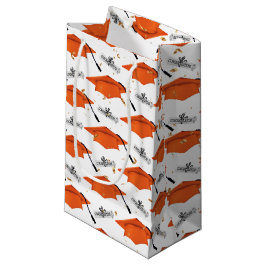 卒業式オレンジ色の卒業式キャップ（卒業式） スモールペーパーバッグ