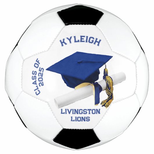卒業式オートグラフサッカーボール王室の – 青 サッカーボール (正面)