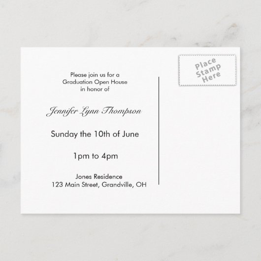 卒業式オープンハウスはがき 案内ポストカード (裏面)