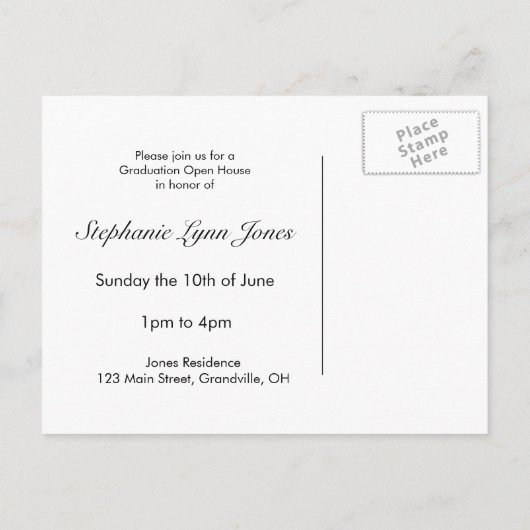 卒業式オープンハウスはがき 案内ポストカード (裏面)