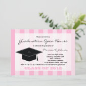 卒業式オープンハウスアナウンスピンクストライプ色 招待状 (スタンド正面)