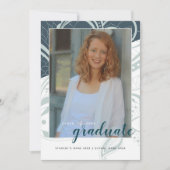 卒業式オープンハウスティール(緑がかった色)グレイデザイン 招待状 (正面)