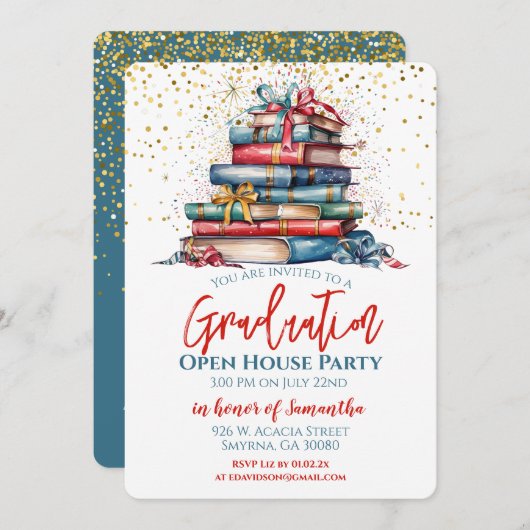 卒業式オープンハウスパーティー 招待状 (正面/裏面)