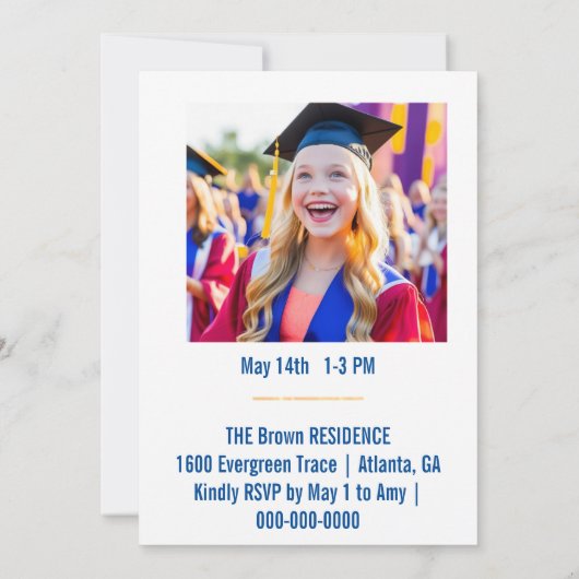 卒業式カスタムの写真とパーソナライズされた招待状 招待状 (裏面)