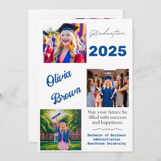 卒業式カスタムの写真とパーソナライズされた招待状 招待状 (正面/裏面)