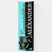 卒業式カスタムティール（緑がかった色）のバナー 横断幕 (縦)