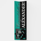 卒業式カスタムティール（緑がかった色）のバナー 横断幕 (縦)