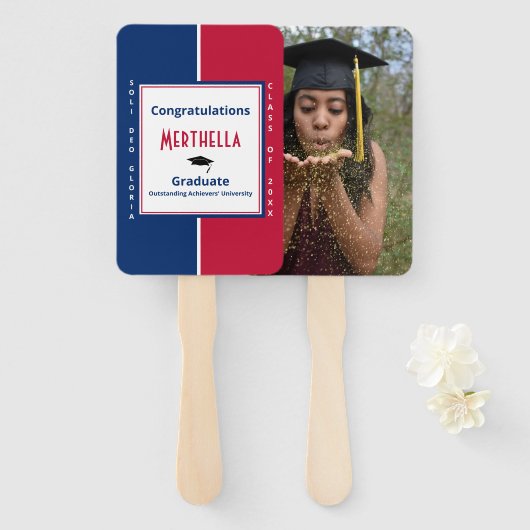 卒業式カスタムフォトキープサケSOLI DEOグロリア ハンドファン (正面&裏面)