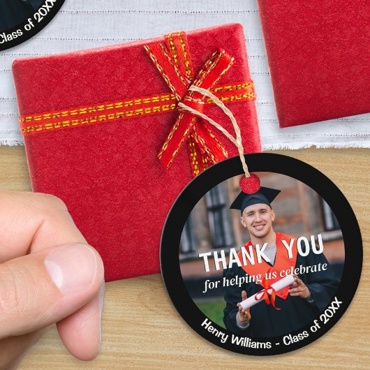 卒業式カスタム写真名と年感謝 フェイバータグ