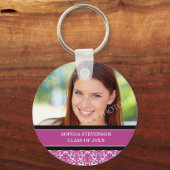 卒業式カスタム年フォトキーホルダーピンク キーホルダー (正面)