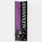 卒業式カスタム紫のバナー 横断幕 (縦)