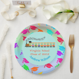 卒業式カラフルキャップの卒業列車 ペーパープレート