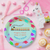 卒業式カラフルキャップの卒業列車 ペーパープレート (パーティー)