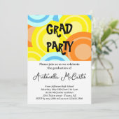 卒業式カラフルディスコレトロおもしろい 招待状 (スタンド正面)