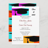 卒業式カラフルハット&タッセルグラード招待状 招待状 (正面/裏面)