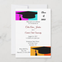 卒業式カラフルハット&タッセルグラード招待状