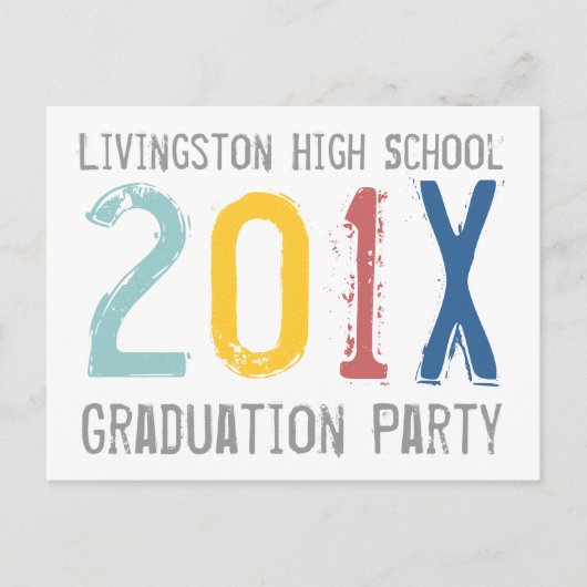 卒業式カラフルパーティ招待状はがき インビテーションポストカード (正面)