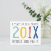 卒業式カラフルパーティ招待状はがき インビテーションポストカード (スタンド正面)