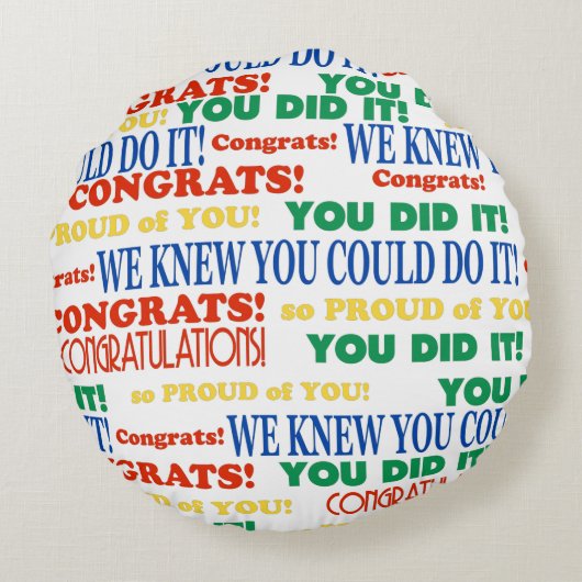 卒業式カラフルワードアート円枕 ラウンドクッション (裏面)